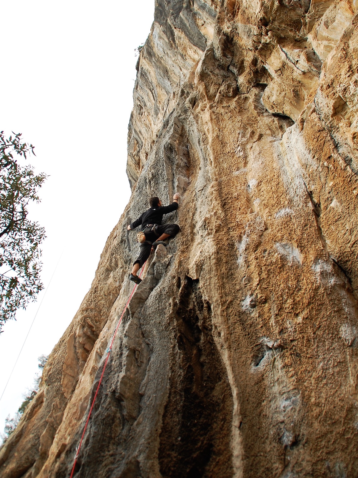 Kristian De Marchi at the end of Spigolo delle Streghe (6c)