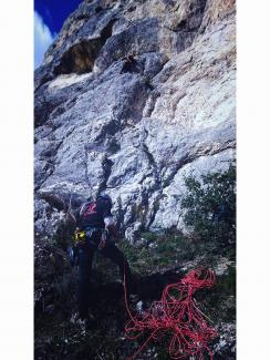 Silvia Santini on the first pitch of the Romagnoli Santoni route