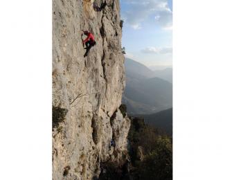 A Climber on Scapecciaia (6a+/6b)